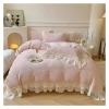 ADovz V-intage French Double lace Ruffle Carved Duvet Cover Winter Plush Duvet Cover Sheet Pillowcase,Bed Sheets view 1