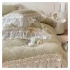 ADovz V-intage French Double lace Ruffle Carved Duvet Cover Winter Plush Duvet Cover Sheet Pillowcase,Bed Sheets view 2