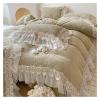 ADovz V-intage French Double lace Ruffle Carved Duvet Cover Winter Plush Duvet Cover Sheet Pillowcase,Bed Sheets view 4