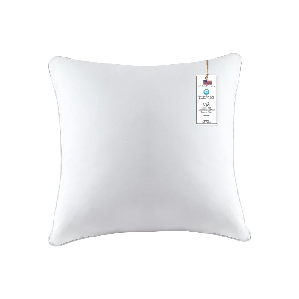 A1 HOME COLLECTIONS A1HC Throw Pillow Insert Down Feather Filled, (Pack of 1) - 20x20 Inches Bed and Couch Pillows - Indoor Decorative Pillows for Sofa, Couch, Bed, Machine Washable