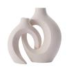 Ddewing 2Pcs European INS Style Ceramic Vase Ornament Set Creativity White Biscuits Crafts Vase Home Hydroponic Dried Flower Device Ceramic Dining Room Table Ornaments for Home (White) view 1