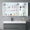 Lighted Medicine Cabinet for Bathroom, Medicine Cabinet with Mirror, Wall Mounted Bathroom Mirror with Storage, Anti-Fog 2 Doors Bathroom Wall Cabinet with LED Lights for Bathroom Vanity 48x28inch view 3