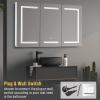 Lighted Medicine Cabinet for Bathroom, Medicine Cabinet with Mirror, Wall Mounted Bathroom Mirror with Storage, Anti-Fog 2 Doors Bathroom Wall Cabinet with LED Lights for Bathroom Vanity 48x28inch view 4
