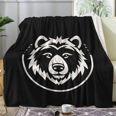 zcwl Bear Throw Blanket, Wildlife Fleece Blanket for Couch Bed Sofa, Black and White Patterned Blankets and Throws, Super Soft Cozy Plush Flannel Blanket, 30x40, Decor & Gift