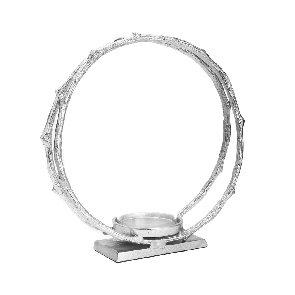 Silver Circle Hurricane Candle Holder