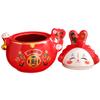 MUCKLILY Rabbit Shape Ceramic Tea Jar Vintage Tea Storage Canister for Home Decor view 1