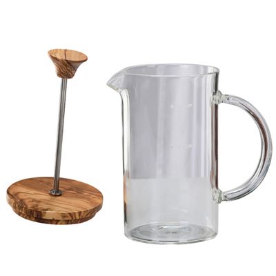 Ciieeo Expresso Coffee Cup Coffee Glass Press Kettle Cold Brew Coffee Pot Manual Coffee Pot Resistant Teapot Tea Maker Borosilicate Concentrate Travel Wood Jug