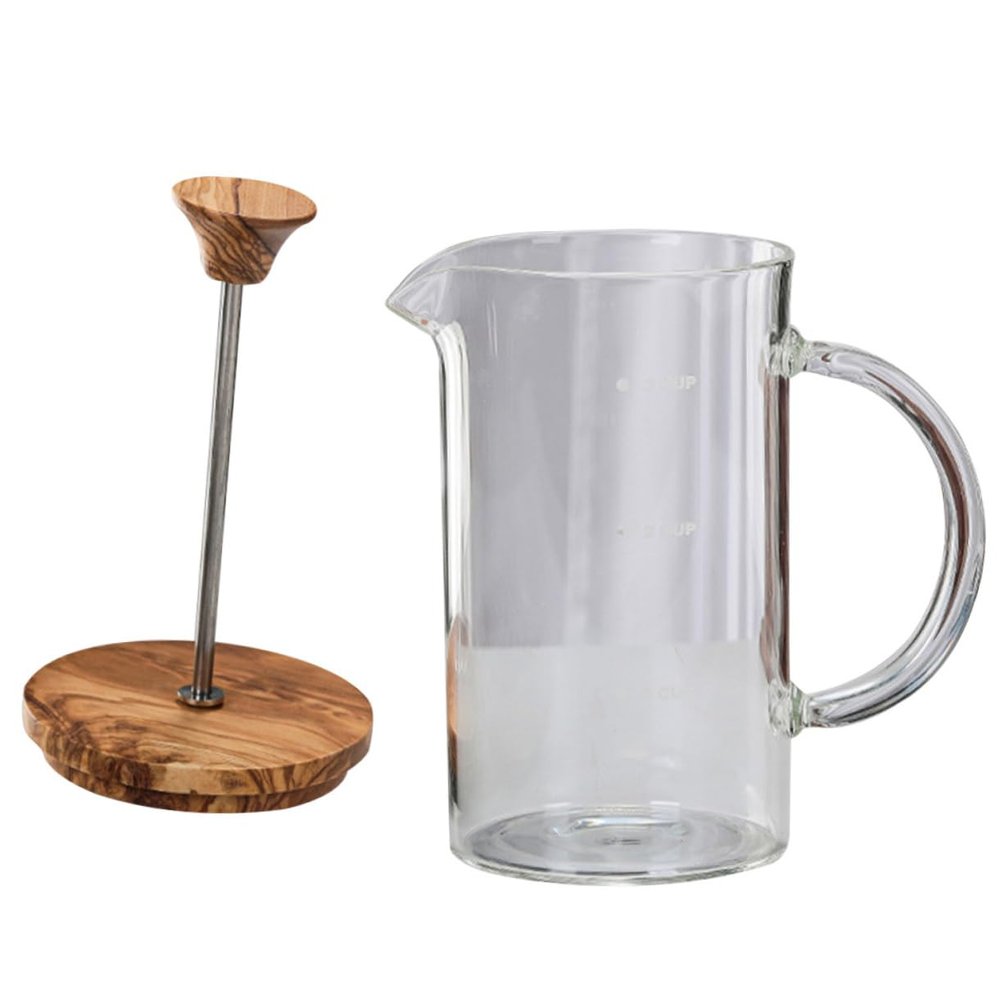 Ciieeo Expresso Coffee Cup Coffee Glass Press Kettle Cold Brew Coffee Pot Manual Coffee Pot Resistant Teapot Tea Maker Borosilicate Concentrate Travel Wood Jug