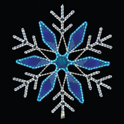 LED Rope Light Snowflake Motif - Lighted Silhouette - Cool White and Blue - 40.5 Inch