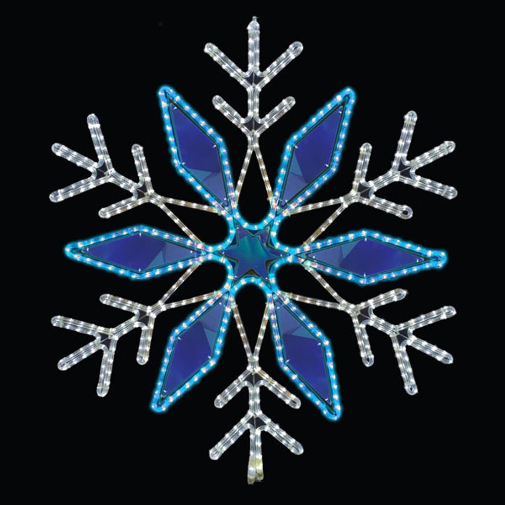 LED Rope Light Snowflake Motif - Lighted Silhouette - Cool White and Blue - 40.5 Inch