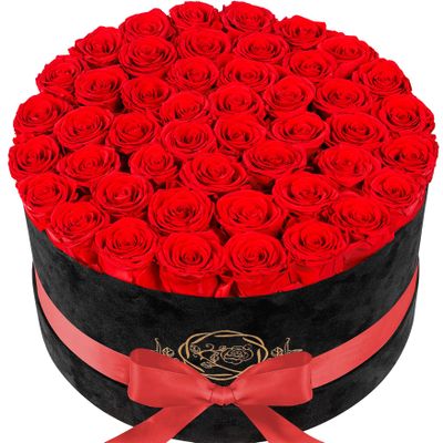 Prifroti 47 Flowers in a Luxury Suede Box, Birthday Gifts for Women, Preserved Flowers, Mothers Day Roses Gift for Mom, Red
