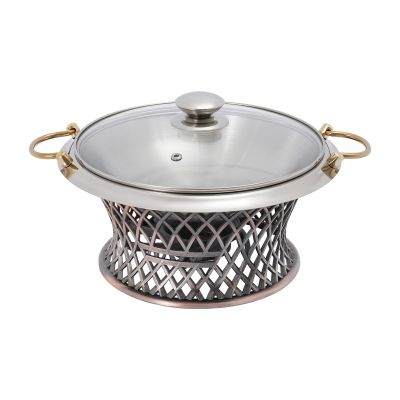 Round Chafing Dish Stainless Steel Chafer Roll Top Chafer for Catering Buffet Warmer Set Dinner Serving Buffet Warmer with Pans and Fuel Holders for Home and Restaurant Use (Style 16,Bronze)