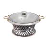 Round Chafing Dish Stainless Steel Chafer Roll Top Chafer for Catering Buffet Warmer Set Dinner Serving Buffet Warmer with Pans and Fuel Holders for Home and Restaurant Use (Style 16,Bronze) view 1