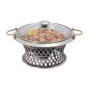 Round Chafing Dish Stainless Steel Chafer Roll Top Chafer for Catering Buffet Warmer Set Dinner Serving Buffet Warmer with Pans and Fuel Holders for Home and Restaurant Use (Style 16,Bronze) view 3
