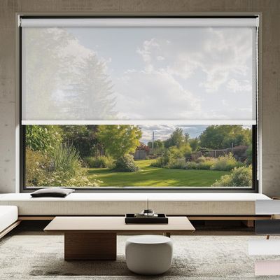 Sulugood Light Filtering Roller Shades for Windows 5% Openness Solar Shades UV Protection Light Filtering Roller Blinds Heat Insulated Sheer Window Shades for Home Office Door,Off White,81" W x 44" H