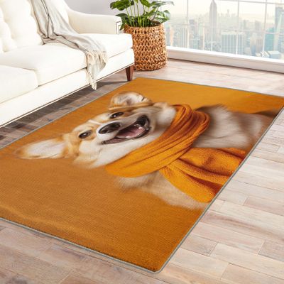 Corgi Rug 4x6 ft, Cute Dog Area Rug, Puppy Rugs for Living Room Bedroom, Dog Lover Carpet, Kids Room Decor for Boys Girls, Washable Non Slip Soft Low Pile Indoor Area Rugs