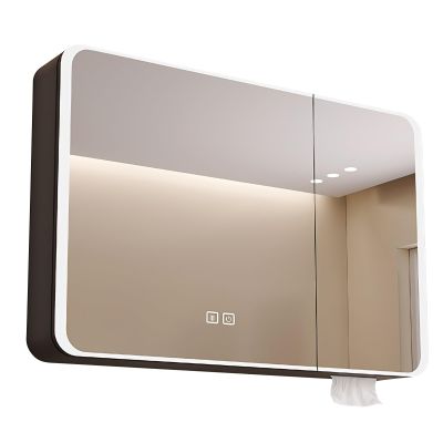 DELURA Bathroom Medicine Cabinet with Mirror LED Mirror Medicine Cabinet, Anti-Fog Memory Function with Storage Space (Color : Gray, Size : 70x13x68cm/28x5x26.8in), Grey