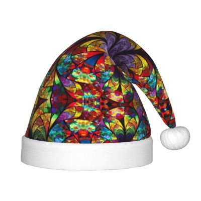 EniLsa Flower Stained Glass Print,Christmas Santa Hats For Children 14.2x11 Inch Christmas Santa Hats Party Supplies