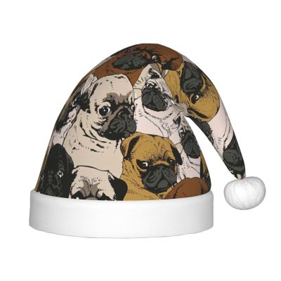 EniLsa Imagen De Pug Print,Christmas Santa Hats For Children 14.2x11 Inch Christmas Santa Hats Party Supplies