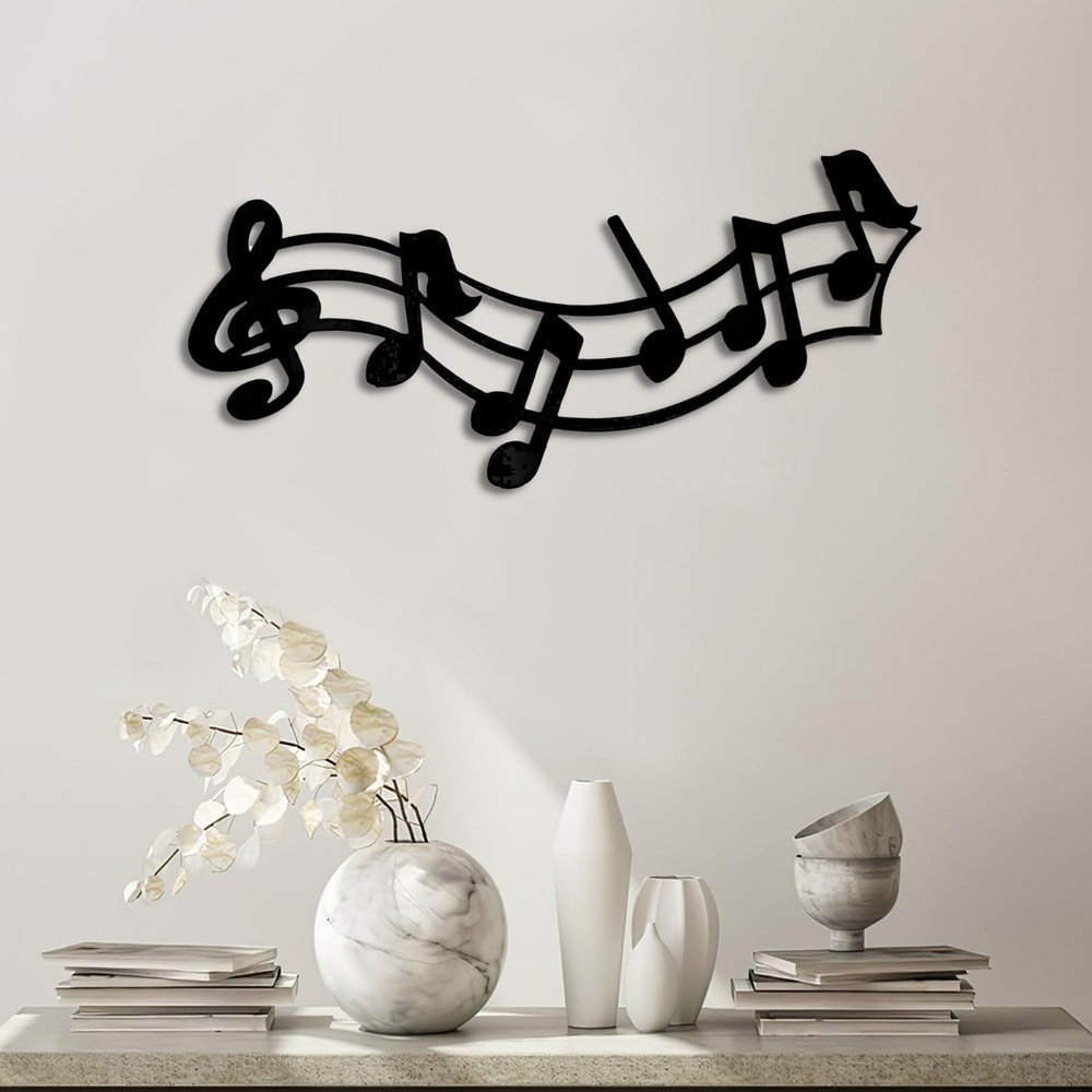 Bisamu Music Notes Decor, Metal Musical Notes, Treble Clef Music Decor, Music Wall Art, Music Notes Wall Decor, Gift for Music Lover (31.4 x 14.5/80 x 37cm)