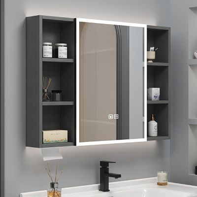 Medicine Cabinet Bathroom LED Vanity Mirror Stepless Dimming CRI 90+ Anti-Fog Memory Funtion Wall Mount Make up Mirror for Bathroom Dcor (Color : Gray)