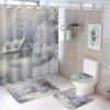 Dunmat 4 Pieces Rustic Winter Cabin Shower Curtain Set Abstract Woods Snow Lodge Retro Bathroom Decor Sets with Rugs Bathroom Accessories Set Bathroom Curtain Shower Set with 12 Hooks view 1