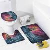 Dunmat 4Pcs Abstract Boat Shower Curtain Sets with Non-Slip Rugs, Toilet Lid Cover and U Shape Bath Mat, Starlight Ocean Landscape Anime Bathroom Sets Waterproof Shower Curtains with 12 Hooks view 4