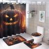 Dunmat 4 Pieces Scary Pumpkin Shower Curtain Set Horror Abstract Halloween Theme Bathroom Decor Sets with Rugs Bathroom Accessories Set Bathroom Curtain Shower Set with 12 Hooks view 1
