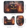 Dunmat 4 Pieces Scary Pumpkin Shower Curtain Set Horror Abstract Halloween Theme Bathroom Decor Sets with Rugs Bathroom Accessories Set Bathroom Curtain Shower Set with 12 Hooks view 3