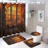 Dunmat 4 Pieces Rustic Old House Shower Curtain Set Autumn Nature Landscape Bathroom Decor Sets with Rugs Bathroom Accessories Set Bathroom Curtain Shower Set with 12 Hooks view 1