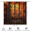 Dunmat 4 Pieces Rustic Old House Shower Curtain Set Autumn Nature Landscape Bathroom Decor Sets with Rugs Bathroom Accessories Set Bathroom Curtain Shower Set with 12 Hooks view 2