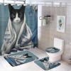 Abstract Cat Shower Curtain Sets for Bathroom, 4 Pieces Cute Fun Animals Modern Bathroom Decor Set Waterproof Shower Curtains with 12 Hooks Toilet Lid Rug and Bath Mat view 1