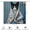 Abstract Cat Shower Curtain Sets for Bathroom, 4 Pieces Cute Fun Animals Modern Bathroom Decor Set Waterproof Shower Curtains with 12 Hooks Toilet Lid Rug and Bath Mat view 2