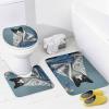 Abstract Cat Shower Curtain Sets for Bathroom, 4 Pieces Cute Fun Animals Modern Bathroom Decor Set Waterproof Shower Curtains with 12 Hooks Toilet Lid Rug and Bath Mat view 4