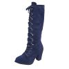 ZBYY Women's Knee High Cowboy Boots Low Heels Winter Fashion Motorcycle High Heel Boots Western Combat Mid Calf Boots view 1