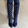 ZBYY Women's Knee High Cowboy Boots Low Heels Winter Fashion Motorcycle High Heel Boots Western Combat Mid Calf Boots view 3