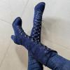 ZBYY Women's Knee High Cowboy Boots Low Heels Winter Fashion Motorcycle High Heel Boots Western Combat Mid Calf Boots view 4