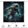 Abstract Astronaut Shower Curtain Sets for Bathroom, 4 Pieces Modern Dreamy Space Landscape Bathroom Decor Set Waterproof Shower Curtains with 12 Hooks Toilet Lid Rug and Bath Mat view 2