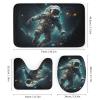 Abstract Astronaut Shower Curtain Sets for Bathroom, 4 Pieces Modern Dreamy Space Landscape Bathroom Decor Set Waterproof Shower Curtains with 12 Hooks Toilet Lid Rug and Bath Mat view 3