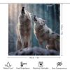 Dunmat Modern Winter Wolves Shower Curtain Sets with Rugs Toilet Lid Cover and Bath Mat Howling Snowy Animals Rustic Shower Curtains with 12 Hooks Waterproof 4 Piece Bathroom Decor Set view 2