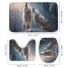 Dunmat Modern Winter Wolves Shower Curtain Sets with Rugs Toilet Lid Cover and Bath Mat Howling Snowy Animals Rustic Shower Curtains with 12 Hooks Waterproof 4 Piece Bathroom Decor Set view 3