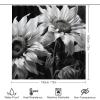 Dunmat Modern Black White Sunflowers Shower Curtain Sets for Bathroom, 4 Pieces Nature Wildflower Retro Bathroom Decor Set Waterproof Shower Curtains with 12 Hooks Toilet Lid Rug and Bath Mat view 2