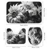 Dunmat Modern Black White Sunflowers Shower Curtain Sets for Bathroom, 4 Pieces Nature Wildflower Retro Bathroom Decor Set Waterproof Shower Curtains with 12 Hooks Toilet Lid Rug and Bath Mat view 3
