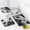 Dunmat Modern Black White Sunflowers Shower Curtain Sets for Bathroom, 4 Pieces Nature Wildflower Retro Bathroom Decor Set Waterproof Shower Curtains with 12 Hooks Toilet Lid Rug and Bath Mat view 4
