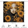 Colorful Flower Woman Shower Curtain 4 Piece Sets with Non-Slip Rugs,Toilet Lid Cover and Bath Mat Yellow Plants Modern Waterproof Shower Curtain with 12 Hooks Bathroom Set Home Decor view 2