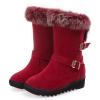 ZBYY Women's Winter Fur Snow Boots Mid Wide Calf Buckle Platform Slip On Warm Snow Boot Mid-Calf Fashion Booties view 4