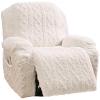 4 Pieces Recliner Chair Covers, Geometric Jacquard Plush Recliner Slipcovers, Couch Sofa Covers, Soft Fuzzy Fluffy Anti-Slip Furniture Protector for Kids Cats Dogs Elastic Bottom (Cream,1 Seat) view 1