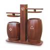GLigeT Garbage Cans Wood Grain Trash Can Chinese Outdoor Park Classification Trash Can Outdoor Trash Box Courtyard Antique Creative Double-Barrel Trash Can Outside Trash Bin view 1