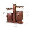 GLigeT Garbage Cans Wood Grain Trash Can Chinese Outdoor Park Classification Trash Can Outdoor Trash Box Courtyard Antique Creative Double-Barrel Trash Can Outside Trash Bin view 2
