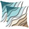 Blue Teal and Grey Boho Throw Pillow Covers 16x16 Set Of 2 Summer Outdoor Abstract Stripe Pillows Cover Mid Century Modern Decorative Pillow Case Farmhouse Cushion Cover for Home Couch Bed Sofa Decor view 1